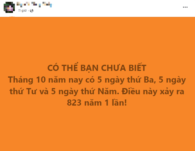 Xôn xao tháng 10 có 5 ngày đặc biệt thu hút tiền tài, chuyện lạ "hơn 800 trăm năm mới có": Thực hư thế nào? - Ảnh 1.