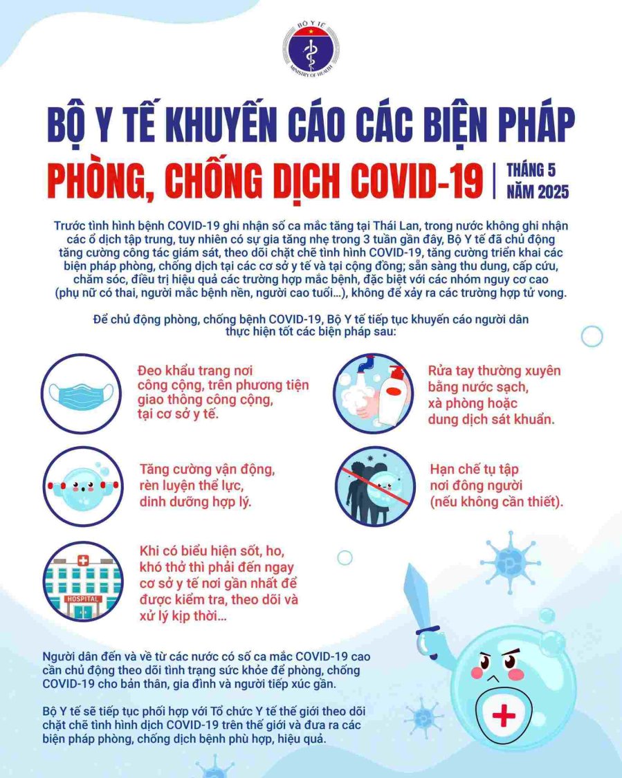 Khuyến cáo của Bộ Y tế chủ động phòng chống lây nhiễm