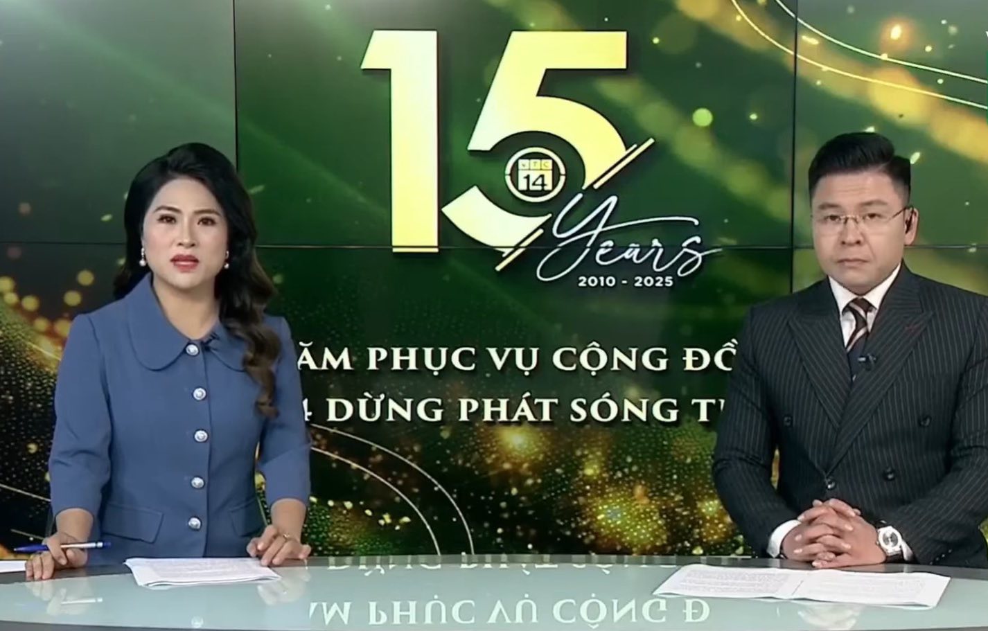 Hình ảnh các BTV tại Bản tin Thời sự cuối cùng của kênh VTC14. 
