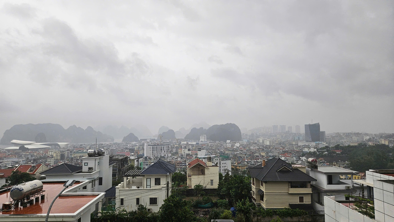 Quảng Ninh mưa mù trời, người đàn ông thản nhiên tắm biển- Ảnh 2.