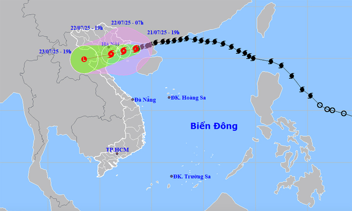 Bản đồ dự báo đường đi của bão số 3 Wipha. (Nguồn: NCHMF)