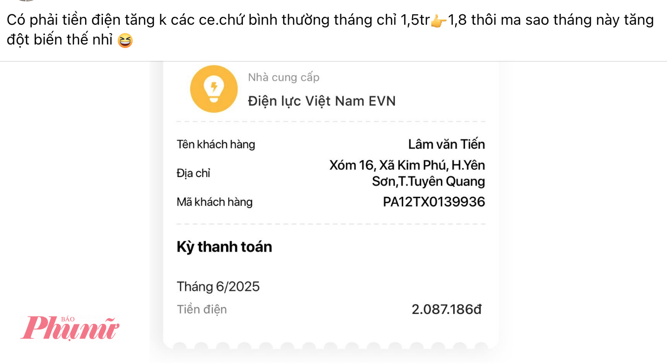 Nhiều khách hàng chia sẻ hoá đơn tiền điện tăng đột biến 