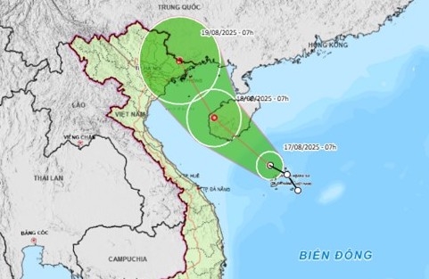 Dự báo hướng đi và vùng ảnh hưởng của áp thấp nhiệt đới. Ảnh: NCHMF