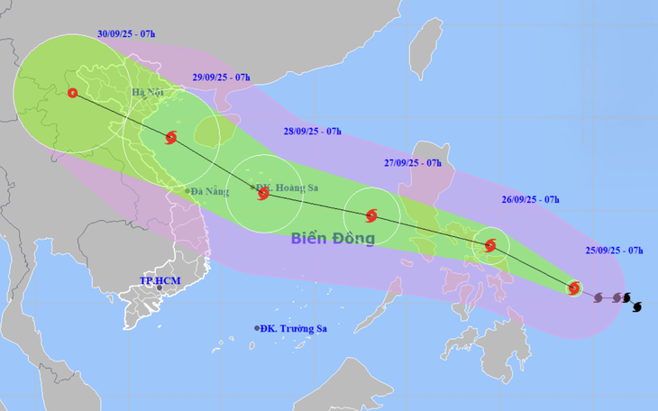 Bão Bualoi đi nhanh, dự báo khi vào vùng biển miền Trung vẫn giữ cường độ rất mạnh - Ảnh 2.