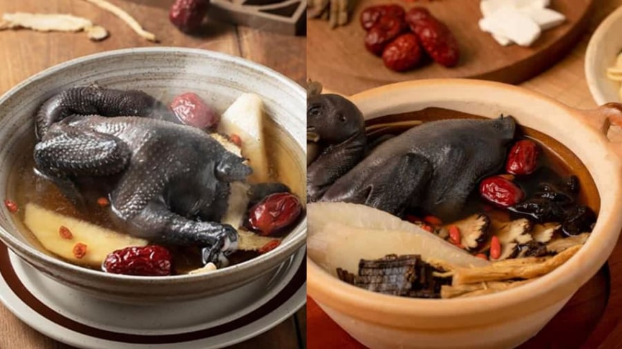 Gà ác kết hợp với các nguyên liệu như táo đỏ, đảng sâm, linh chi tạo thành món ăn bổ dưỡng, giúp bồi bổ sức khỏe, giảm tình trạng đau đầu, chóng mặt do rối loạn tiền đình gây ra.